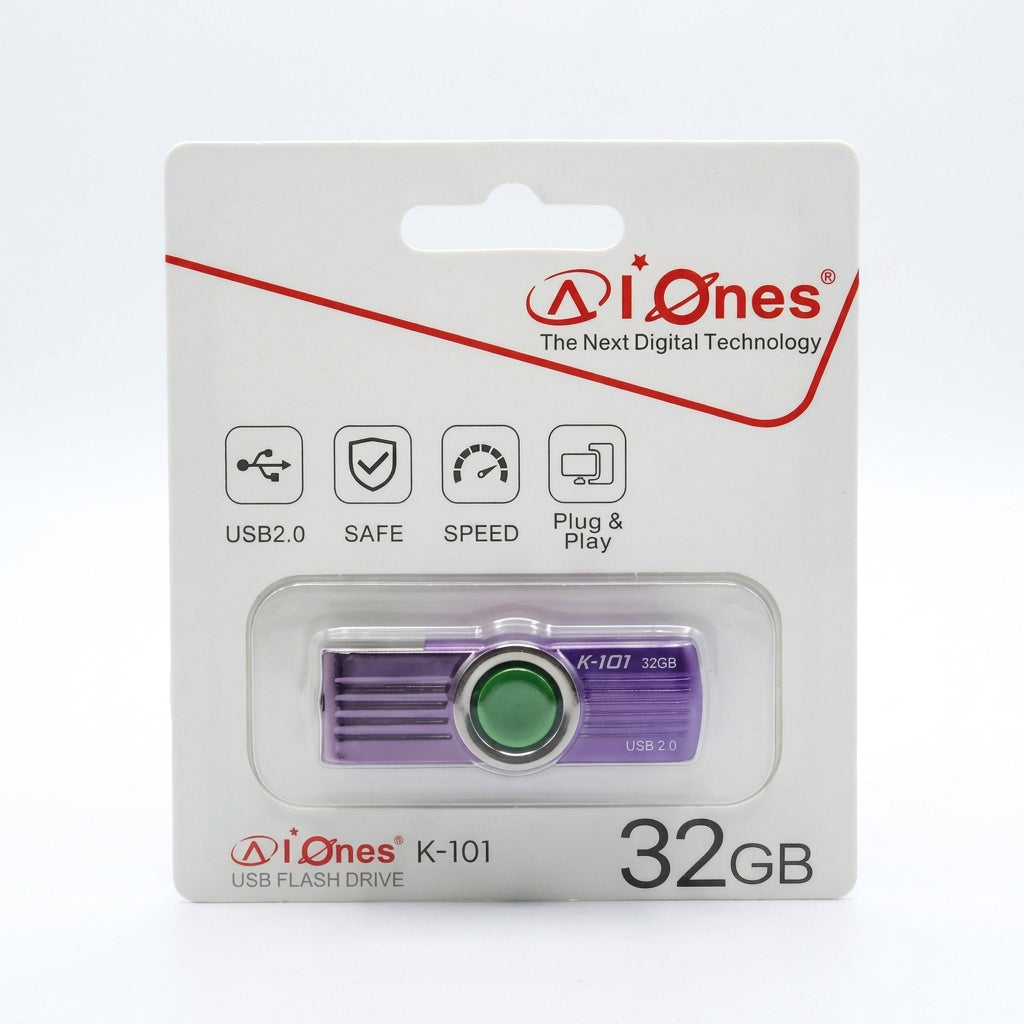 MEMORIA USB AIONES 32GB K101 PLASTICO COLOR  MORADO
