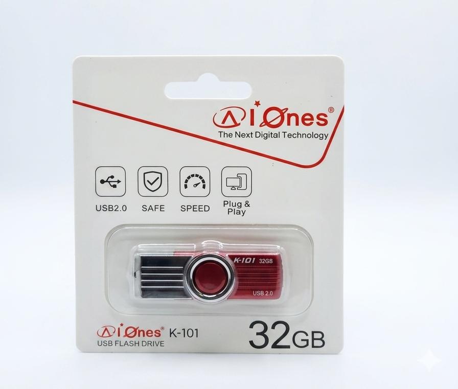 MEMORIA USB AIONES 32GB K101 PLASTICO COLOR  ROJO