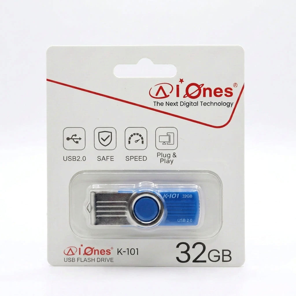 MEMORIA USB AIONES 32GB K101 PLASTICO COLOR  AZUL