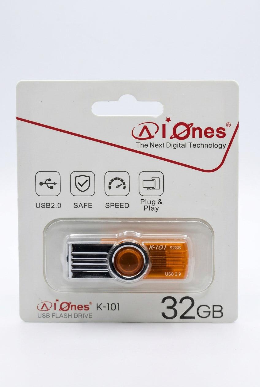 MEMORIA USB AIONES 32GB K101 PLASTICO COLOR  NARANJA