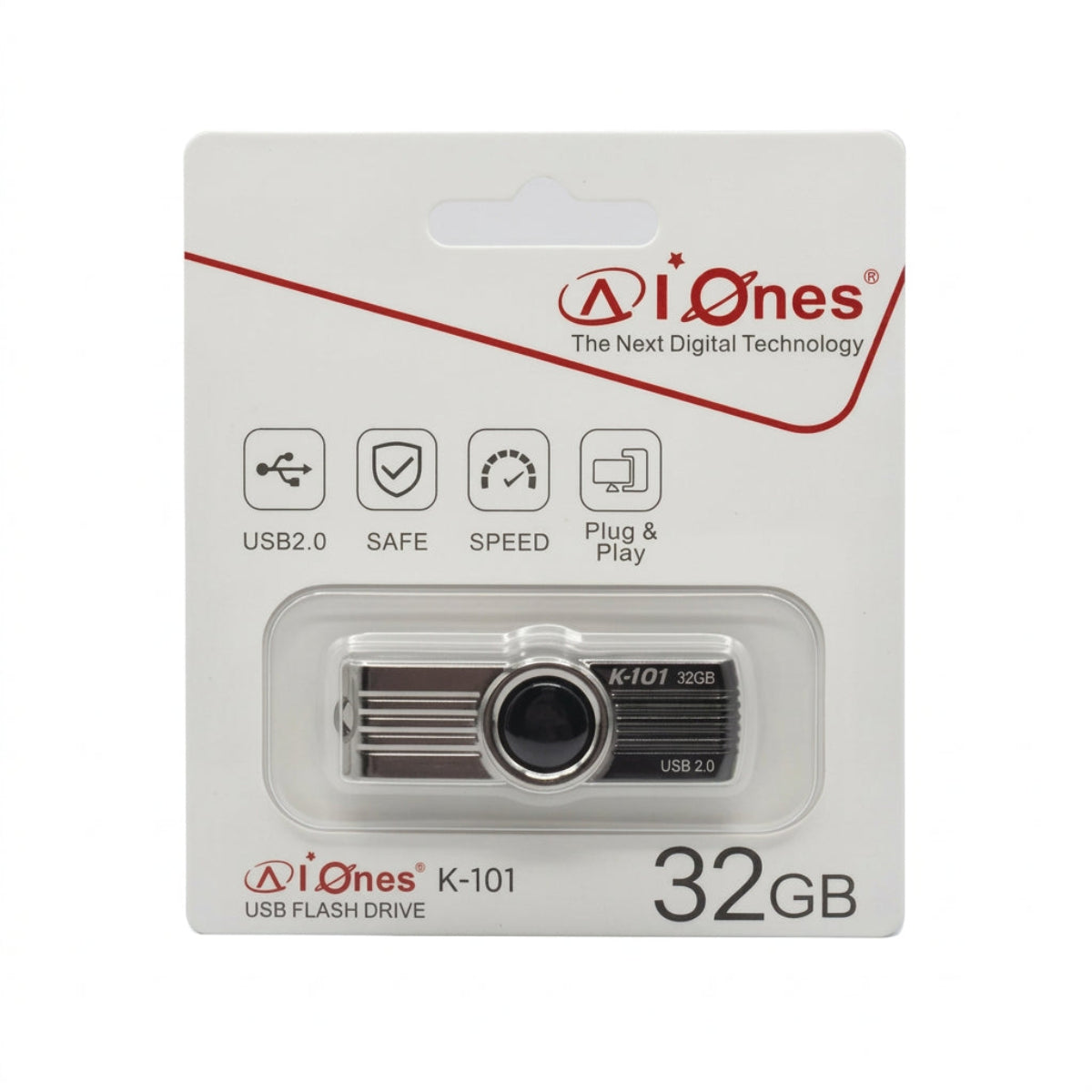 MEMORIA USB AIONES 32GB K101 PLASTICO COLOR NEGRO