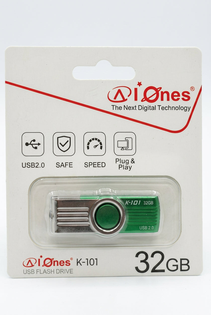 MEMORIA USB AIONES 32GB K101 PLASTICO COLOR  VERDE