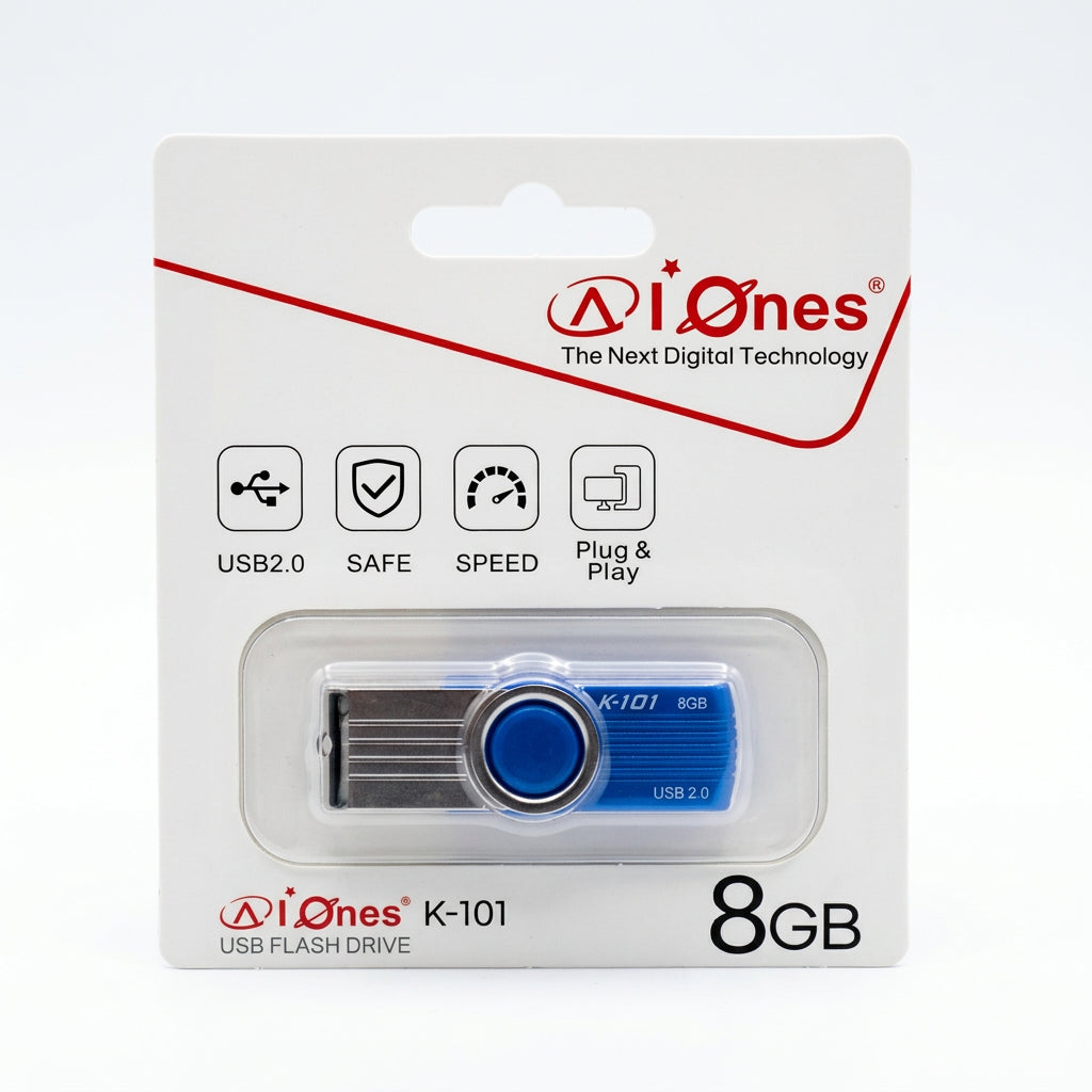 MEMORIA USB AIONES 8GB K101 PLASTICO COLOR  AZUL
