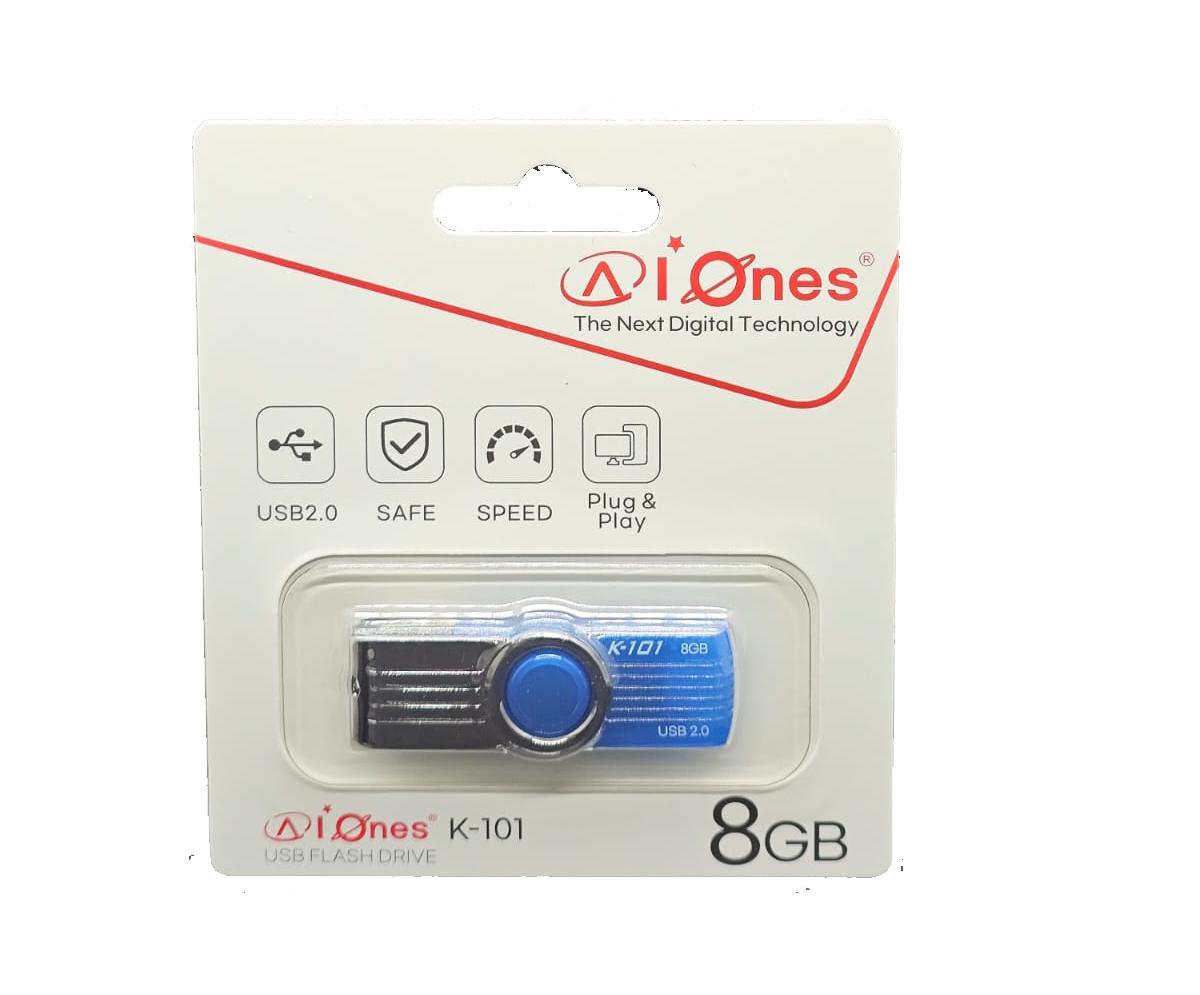 MEMORIA USB AIONES 8GB K101 PLASTICO COLOR  AZUL