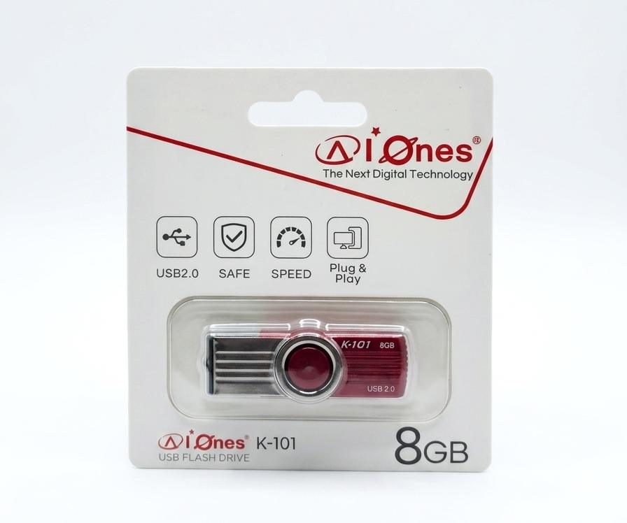 MEMORIA USB AIONES 8GB K101 PLASTICO COLOR  ROJO