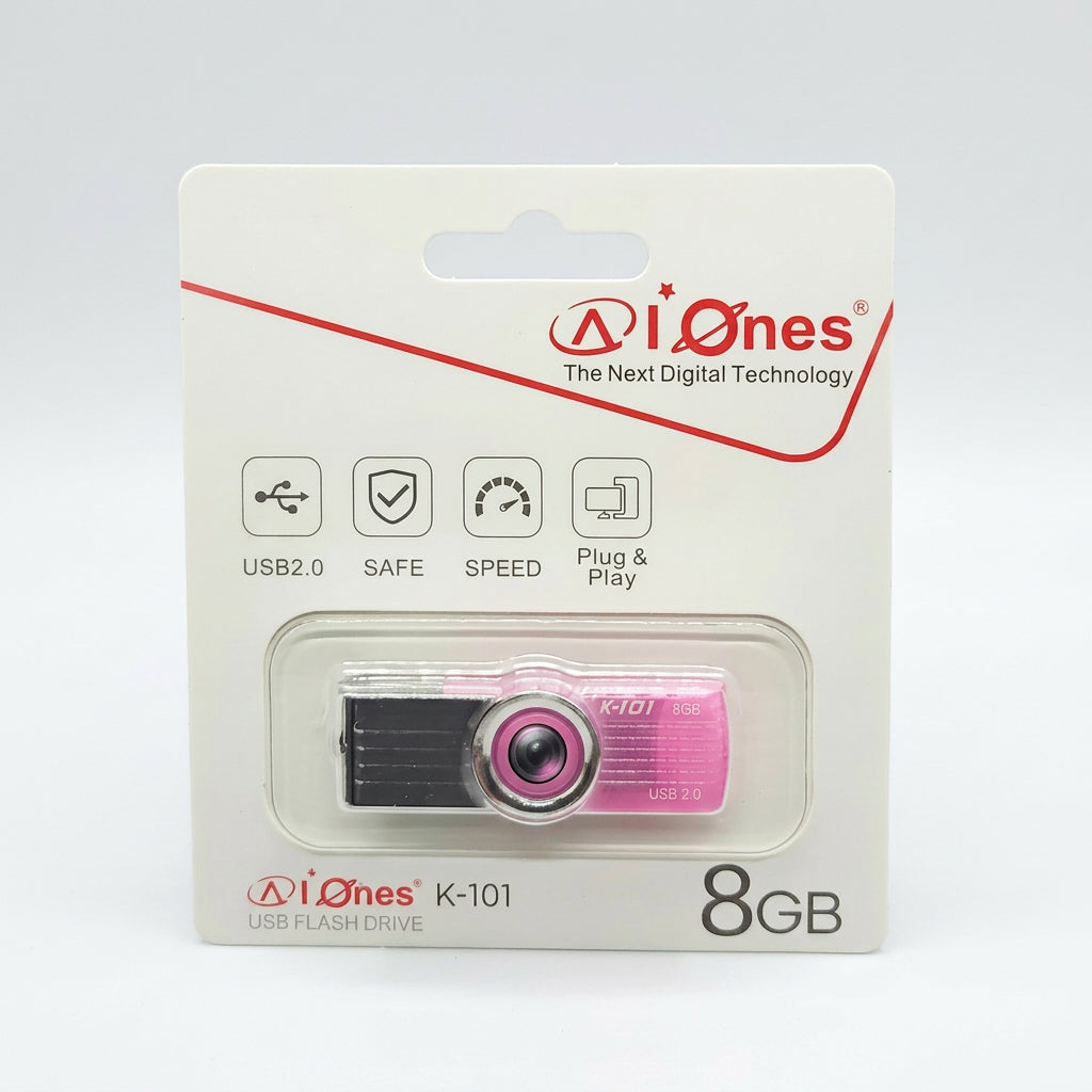 MEMORIA USB AIONES 8GB K101 PLASTICO COLOR  ROSA