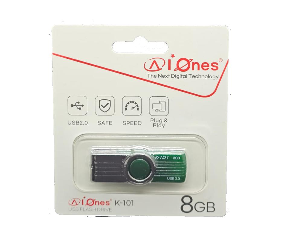 MEMORIA USB AIONES 8GB K101 PLASTICO COLOR  VERDE