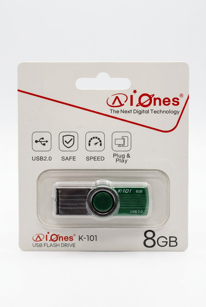 MEMORIA USB AIONES 8GB K101 PLASTICO COLOR  VERDE