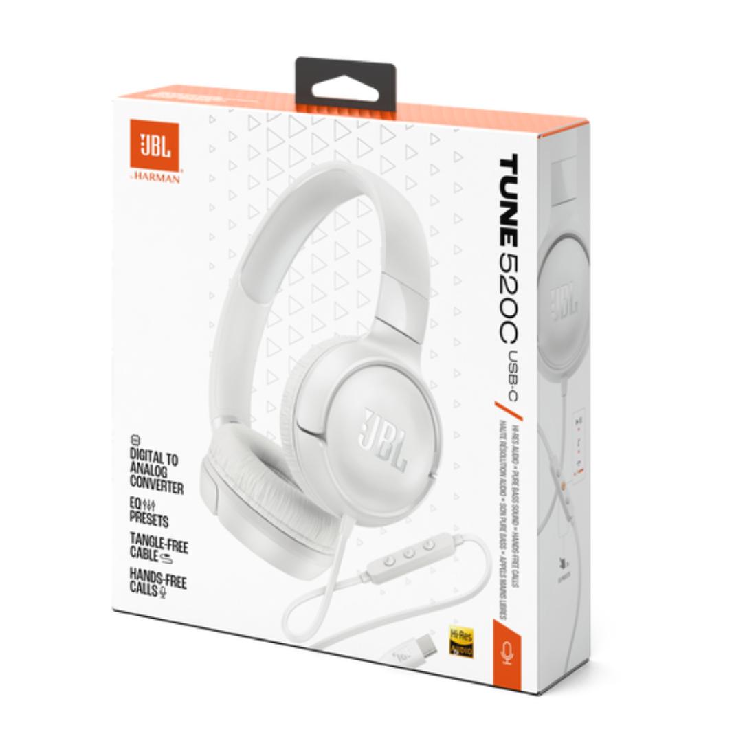 AUDIFONOS DIADEMA JBL ON EAR TUNE 520C BLANCO USB/C