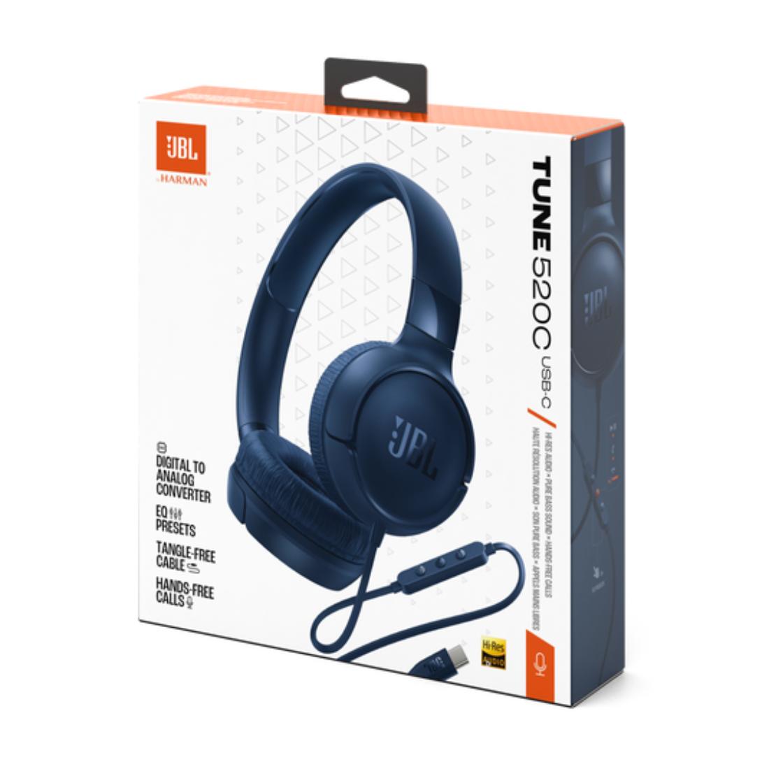 AUDIFONOS DIADEMA JBL ON EAR TUNE 520C BLUE USB/C