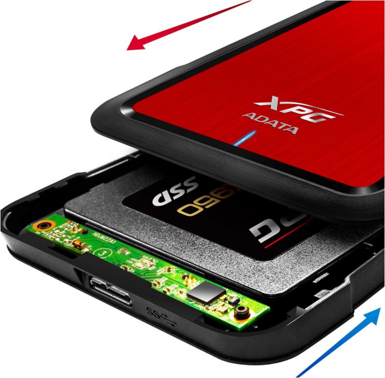 CASE ADATA EX500 XPG PARA DISCOS 2.5" ROJO