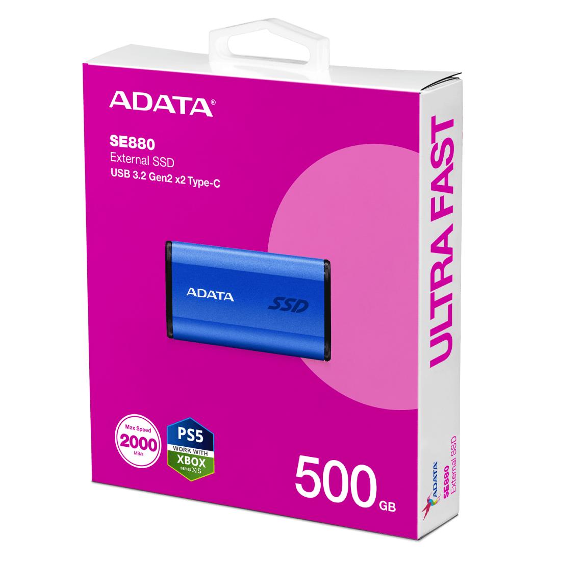 DISCO SSD ADATA EXTERNO 2000MB/S SE880 AZUL 500GB
