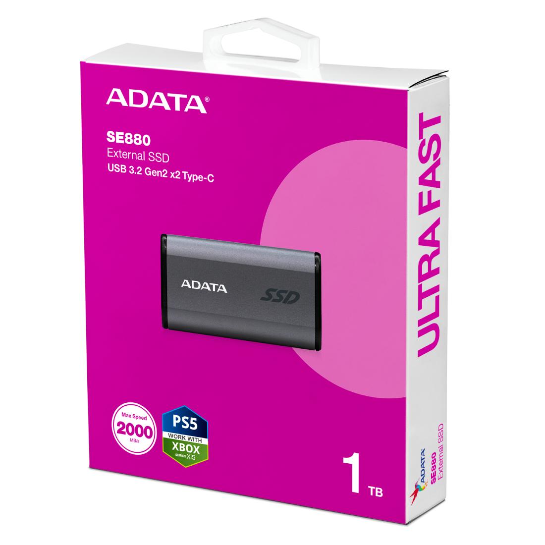 DISCO SSD ADATA EXTERNO 2000MB/S SE880 NEGRO 1TB