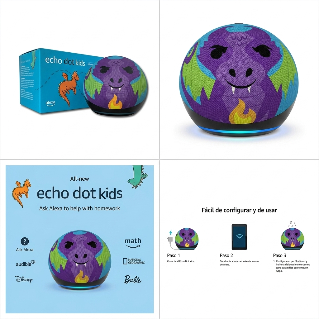 Bocina Alexa Echo Dot Kids Dragón