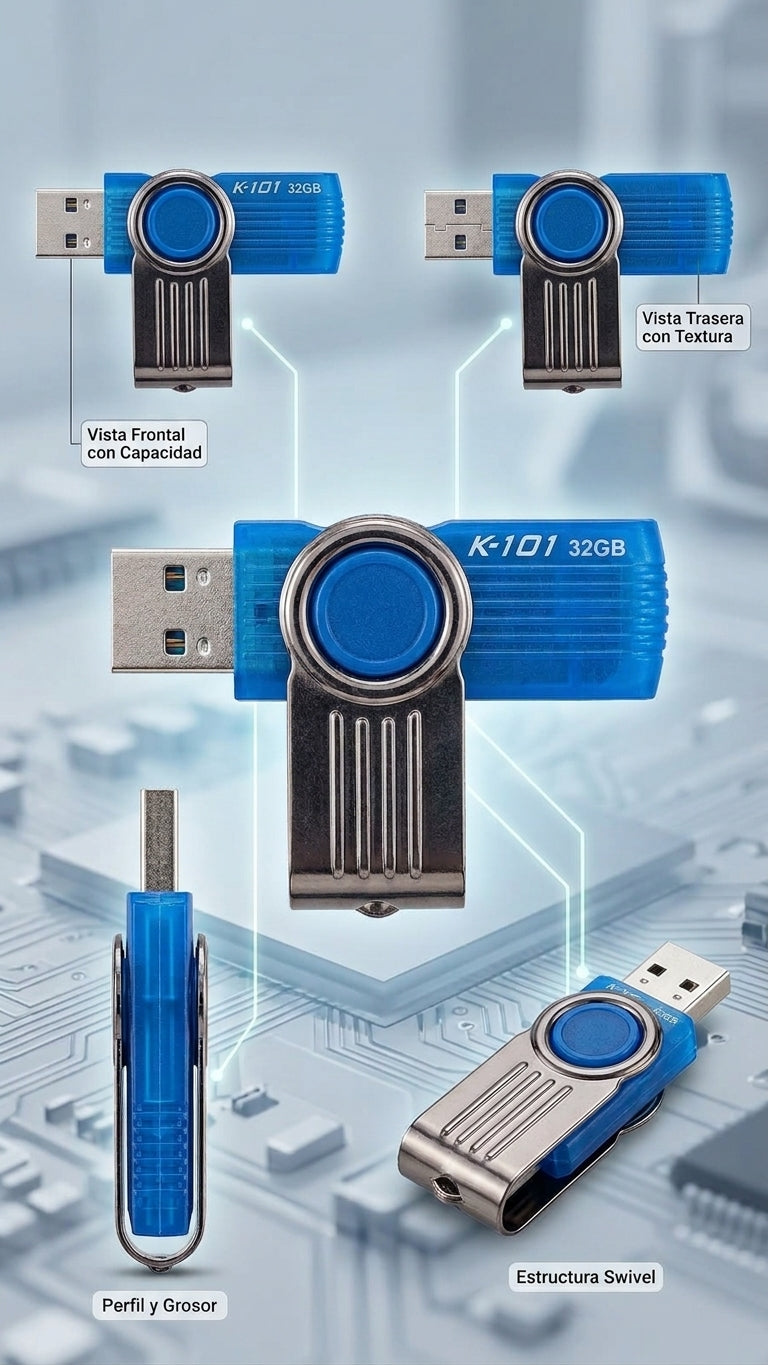 MEMORIA USB AIONES 32GB K101 PLASTICO COLOR  AZUL