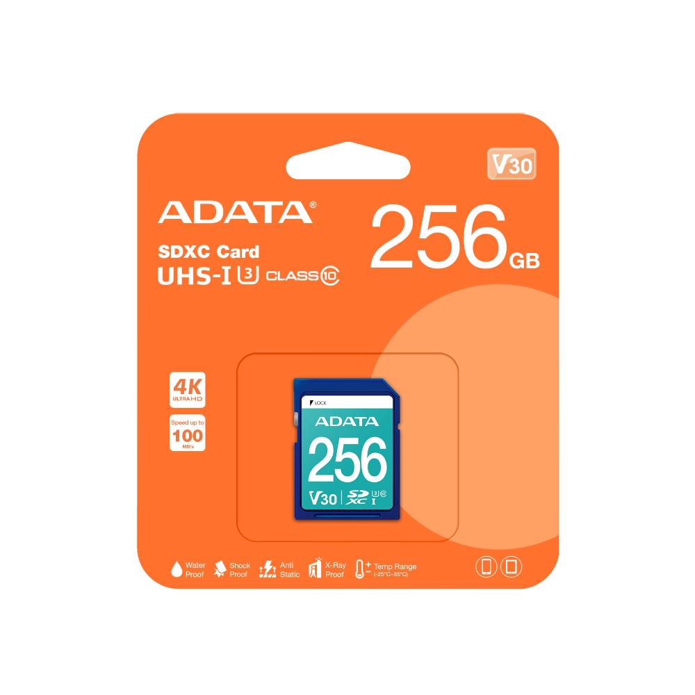MEMORIA ADATA SD 256GB V30 C10 UHS-3 100mbs 4k