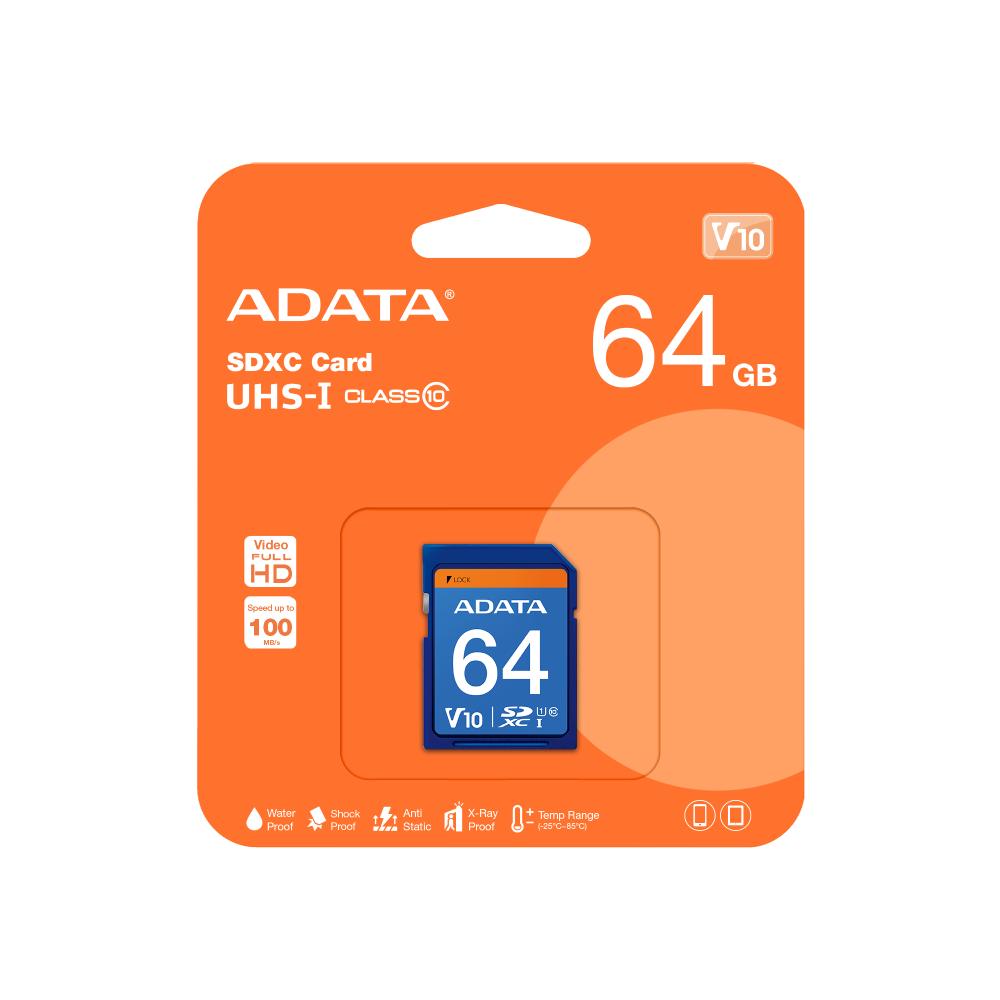 MEMORIA ADATA SD 64GB V10 C10 UHS-1 100MB