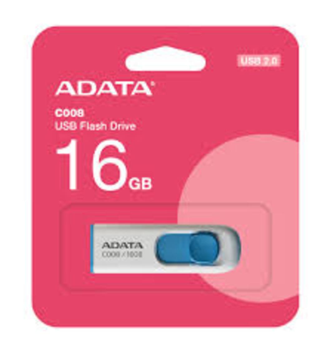 MEMORIA ADATA USB  16GB C008 BLANCO/AZUL