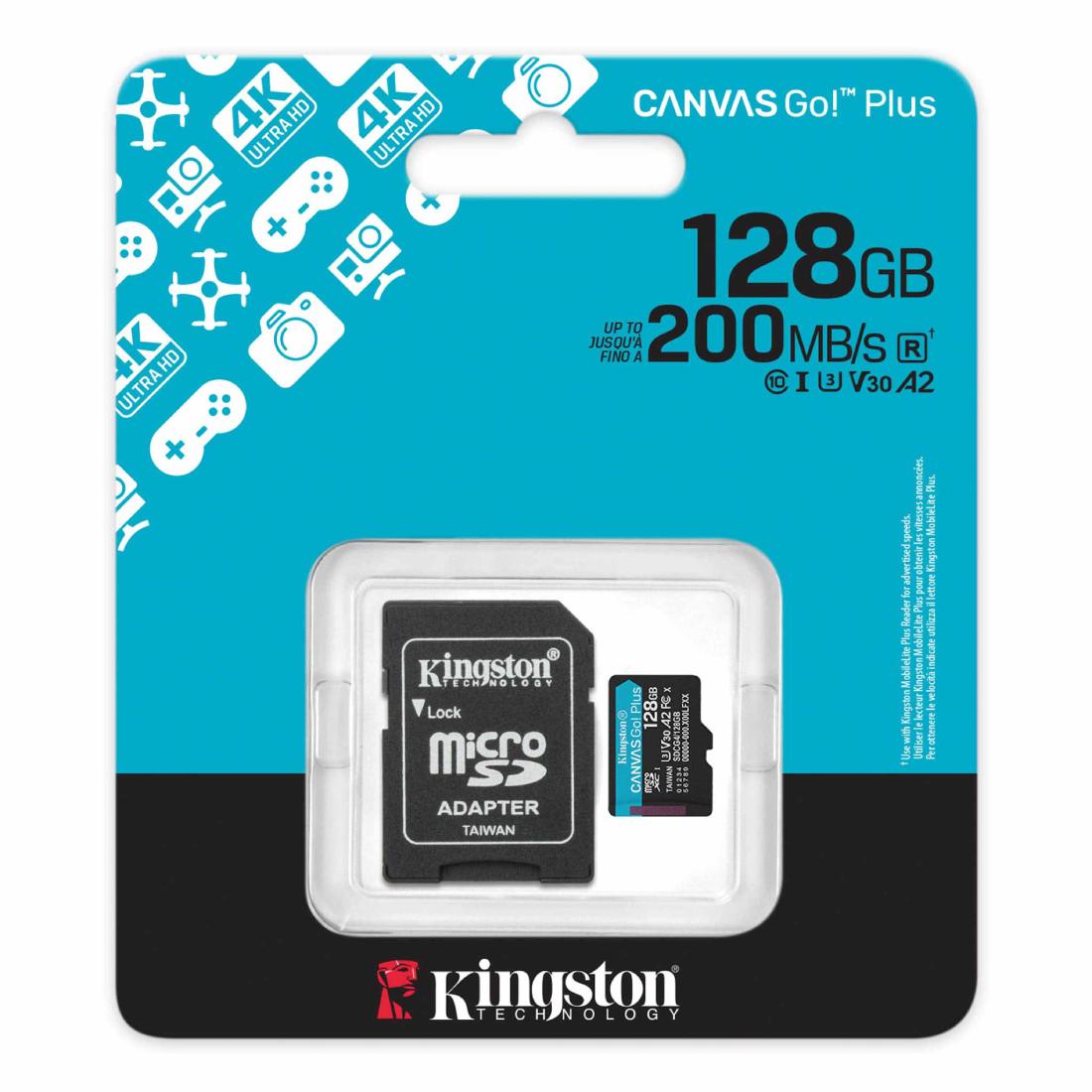 MEMORIA MICRO SD KINGSTON 64GB 4K U3 v30 A2 200MBS