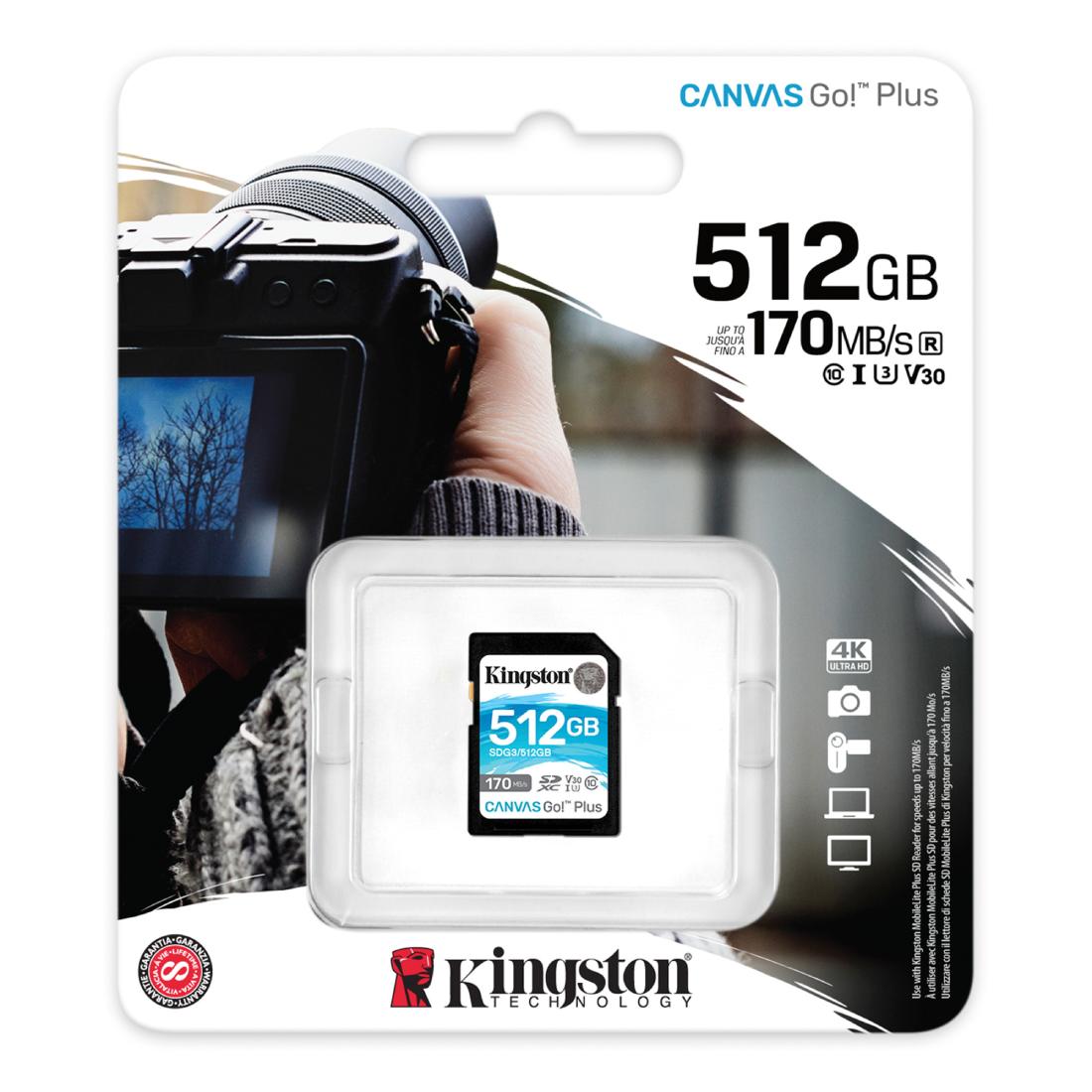 MEMORIA KINGSTON SD 512GB 170MB/S V30 CANVAS GO PLUS