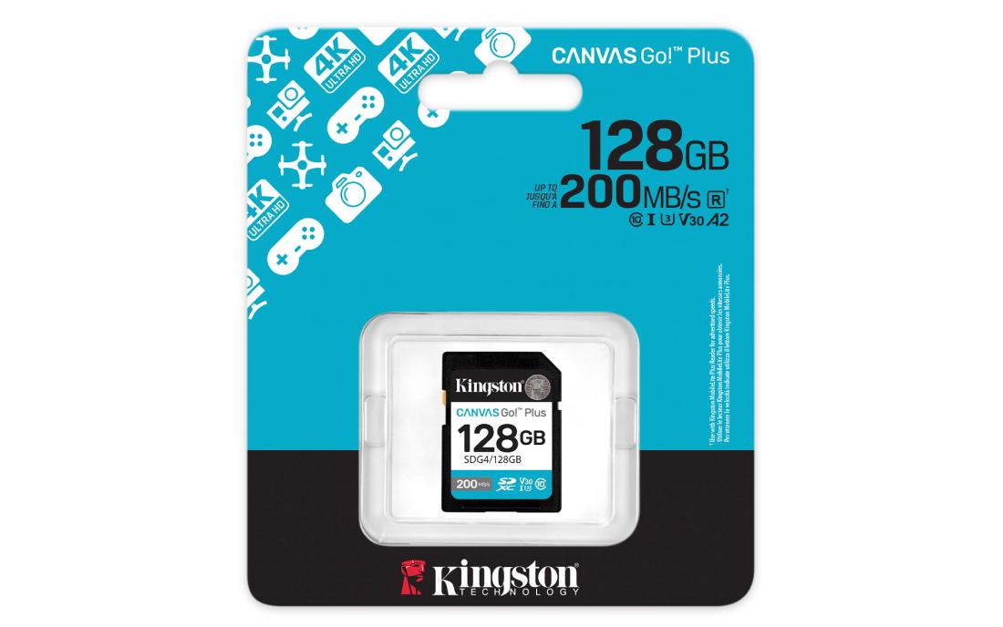 MEMORIA KINGSTON SD 128GB 200 MB/S V30 U3 CANVAS GO