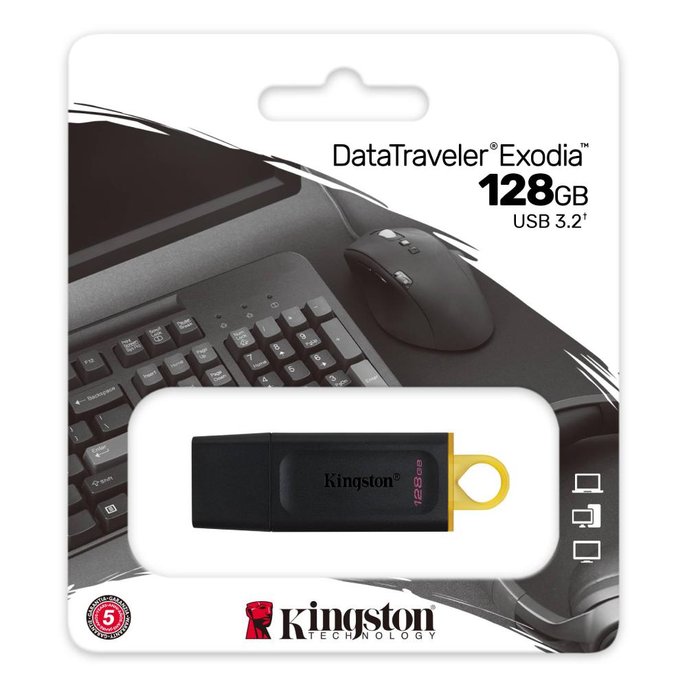 MEMORIA KINGSTON USB 128GB EXODIA 3.2 NEGRO