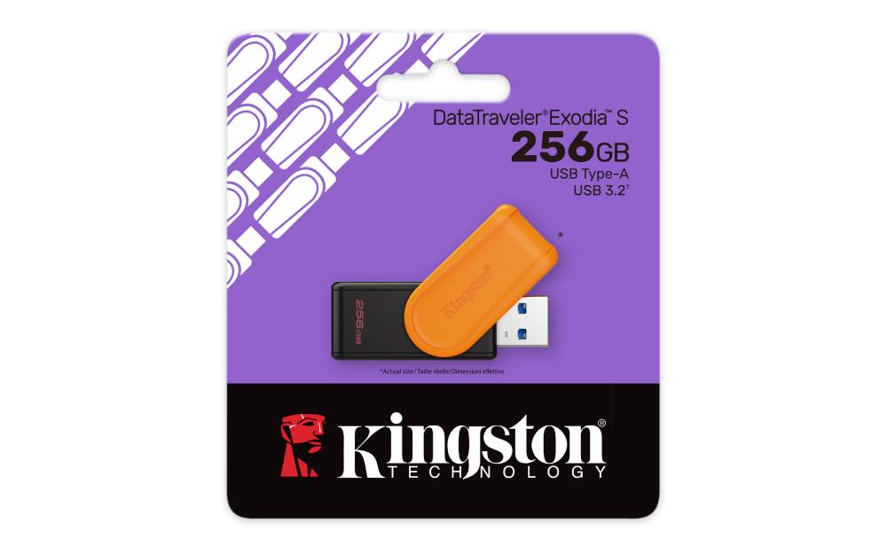 MEMORIA KINGSTON USB 256GB EXODIA S 3.2 ORANGE GIRATORIA