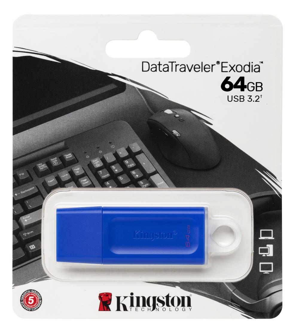 MEMORIA USB  KINGSTON 64 GB EXODIA 3.2 AZUL
