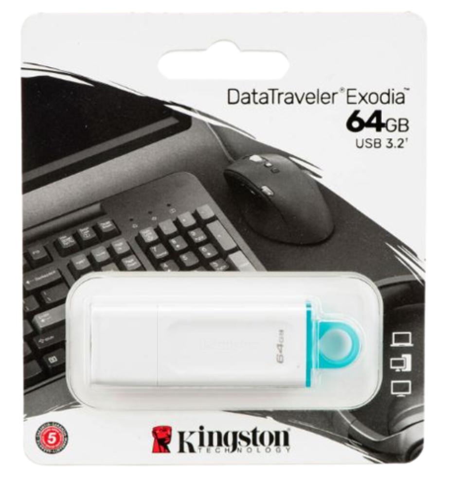 MEMORIA USB  KINGSTON 64 GB EXODIA 3.2 BLANCO