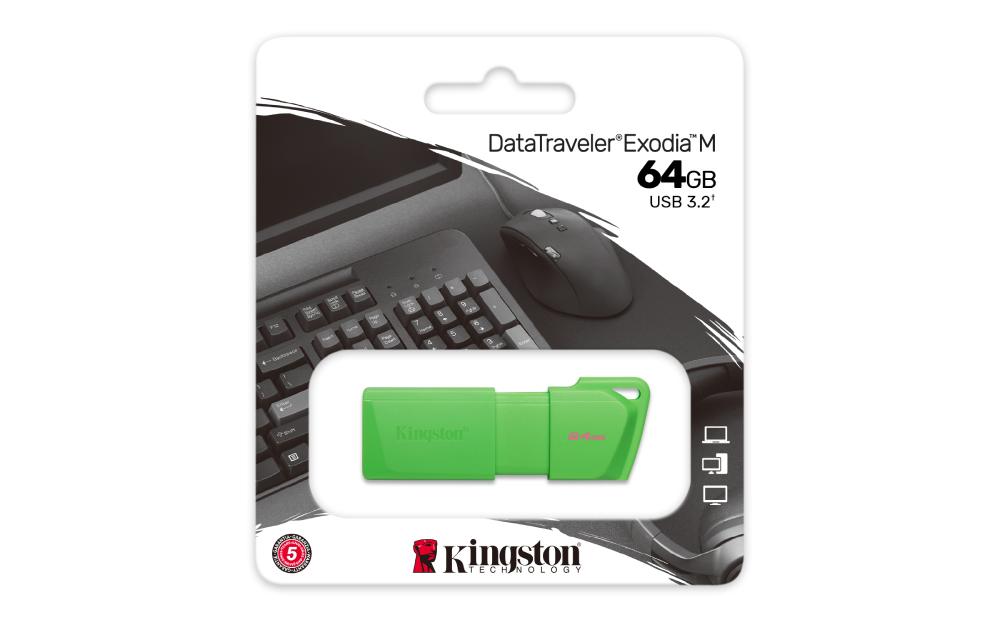 MEMORIA USB  KINGSTON 64 GB EXODIA M-VERDE LIMON