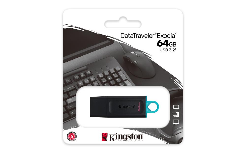 MEMORIA USB  KINGSTON 64 GB EXODIA 3.2 NEGRO