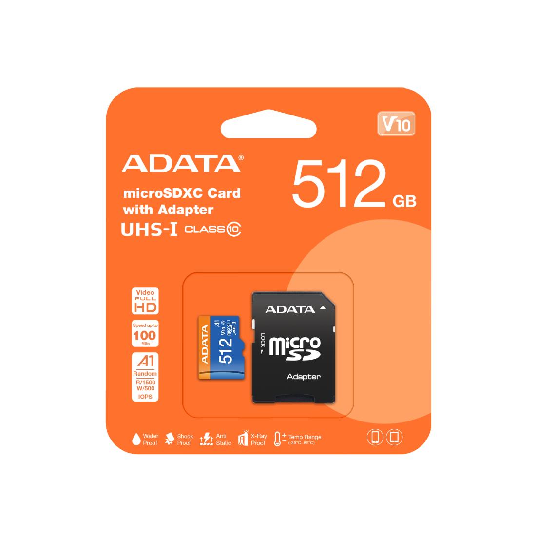 MEMORIA MICRO SD ADATA 512GB V10 U1 CLASE 10