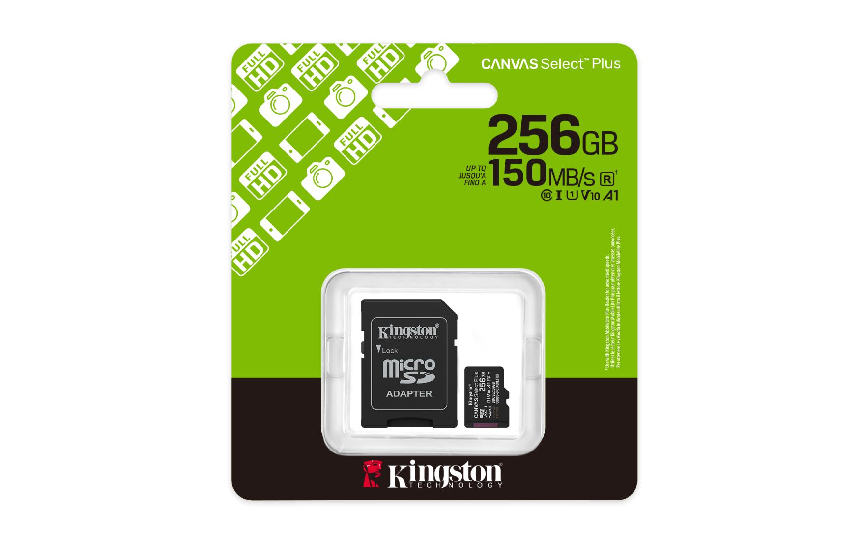 MEMORIA MICRO SD KINGSTON 256GB 150mbs V10