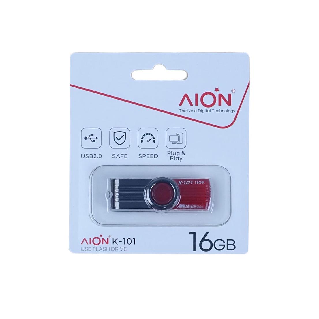 MEMORIA USB AION 16GB K101 PLASTICO COLOR  ROJO