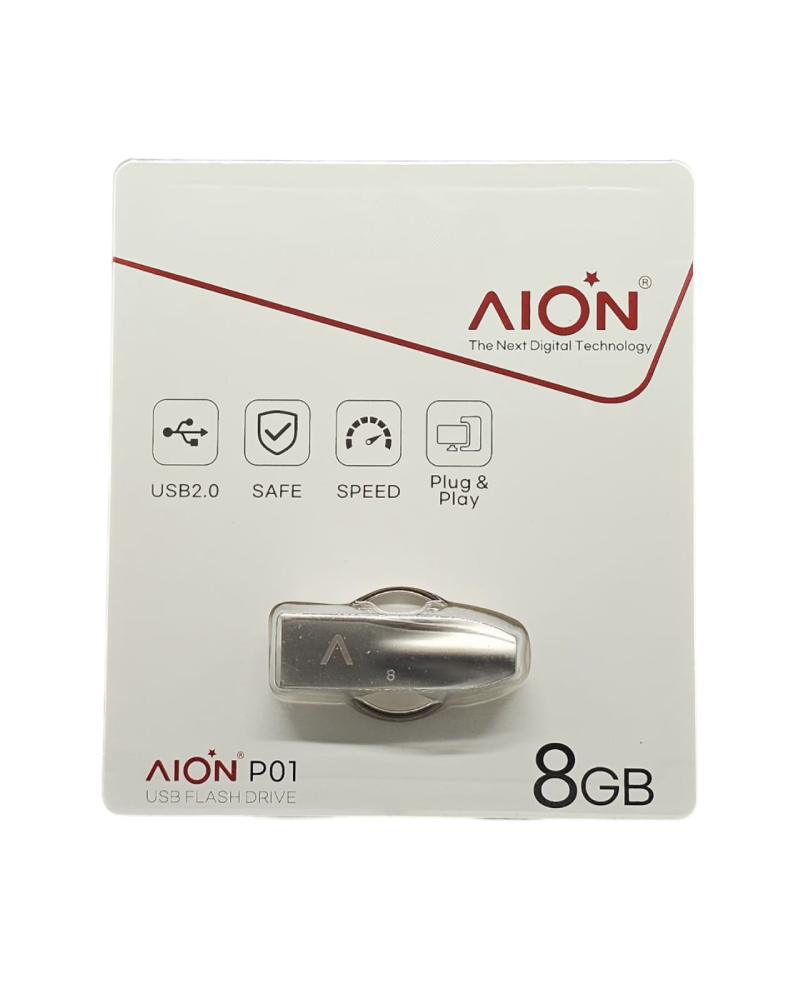 MEMORIA USB AION 8GB P01 2.0 METALICA LLAVERO