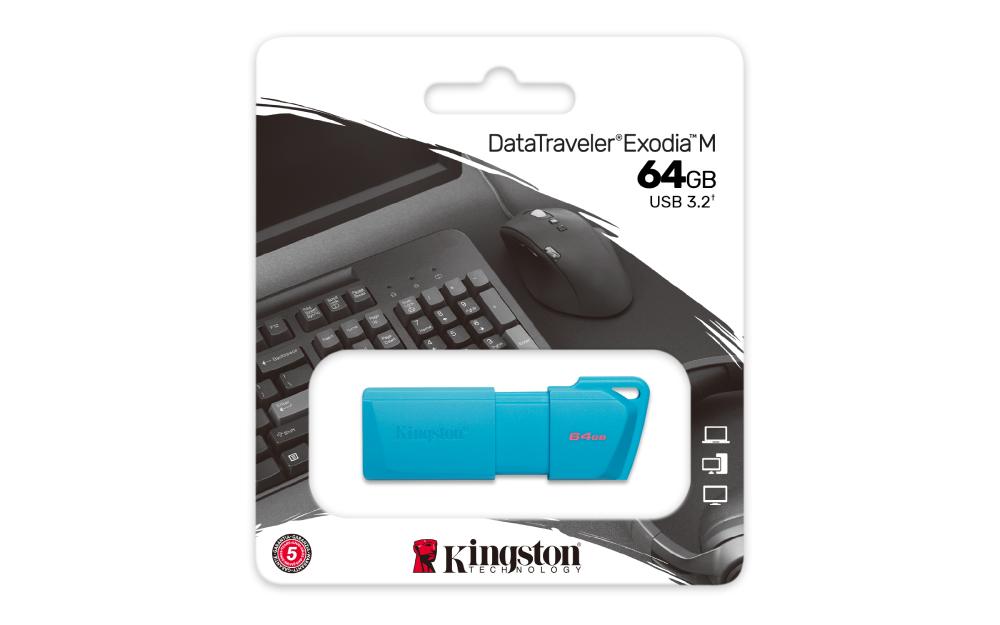 MEMORIA USB  KINGSTON 64 GB EXODIA M-AZUL