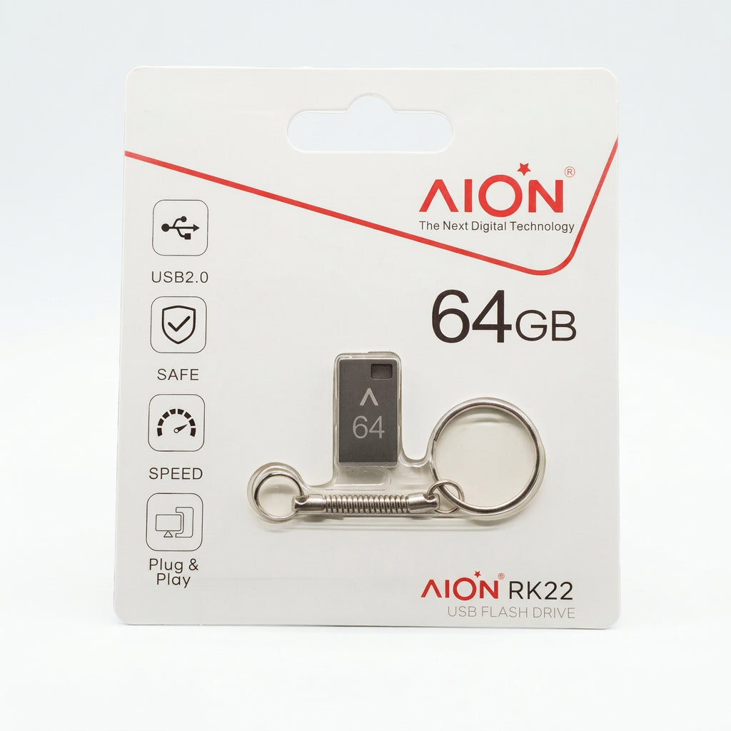 MEMORIA USB MINI AION 64GB RK22 2.0 METALICA LLAVERO