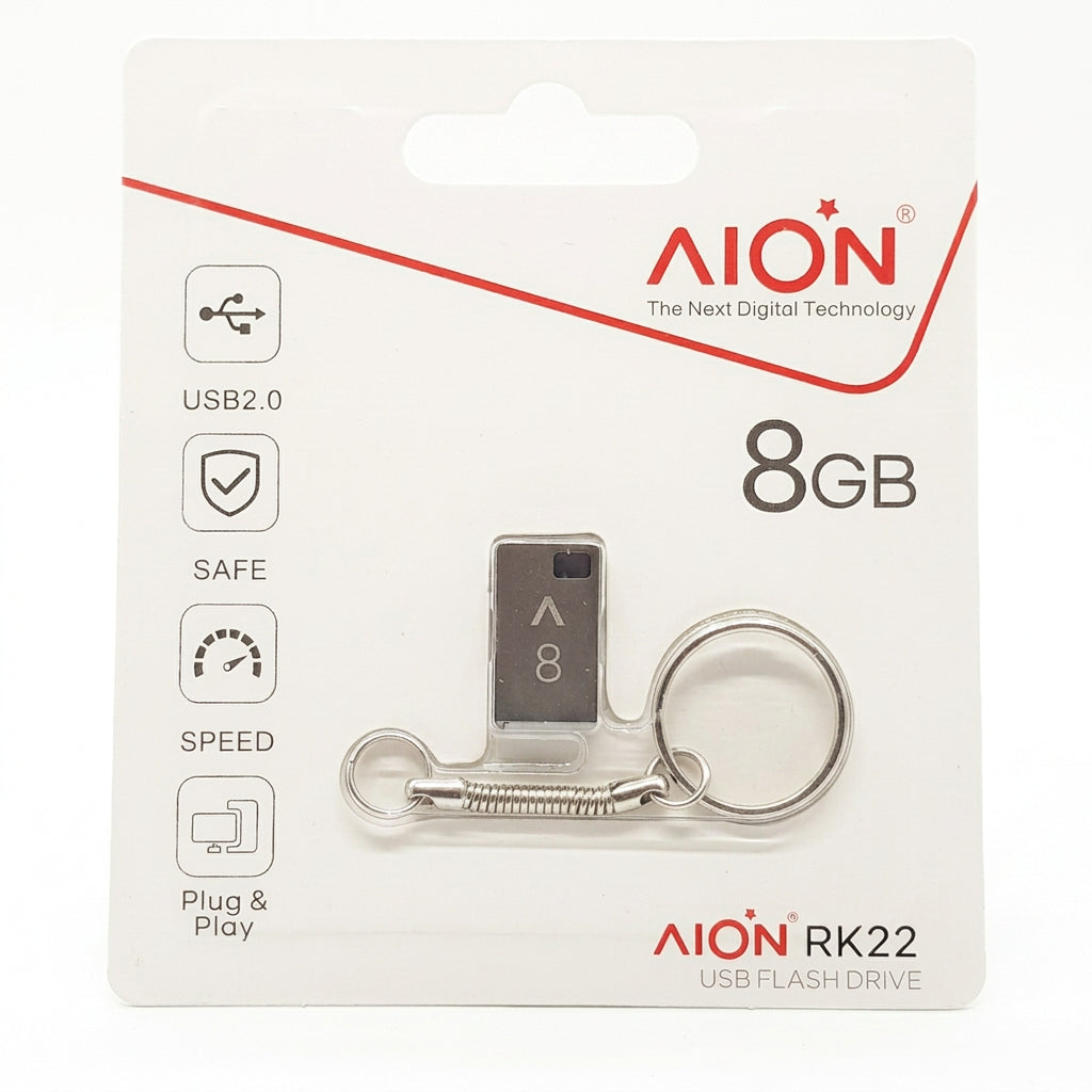 MEMORIA USB MINI AION 8GB RK22 2.0 METALICA LLAVERO