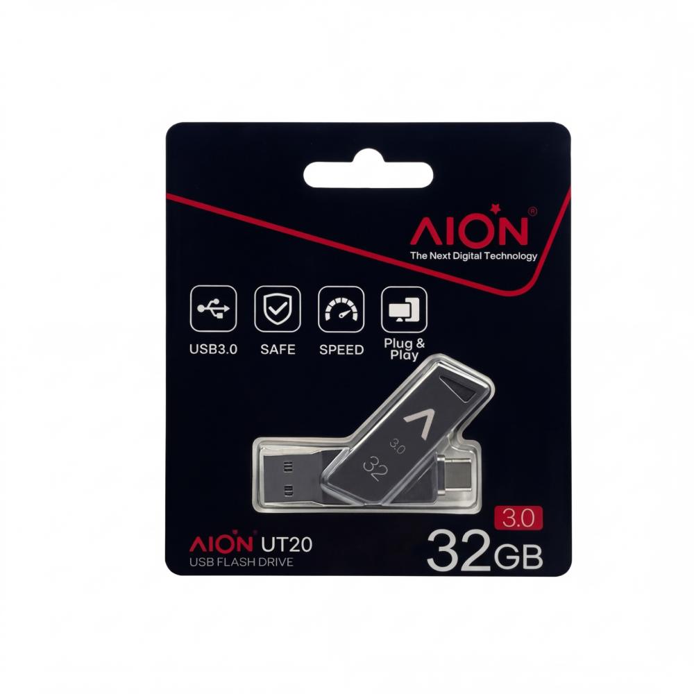 MEMORIA USB UT20 AION 32GB 3.0 METAL NEGRO USB/C 3.0