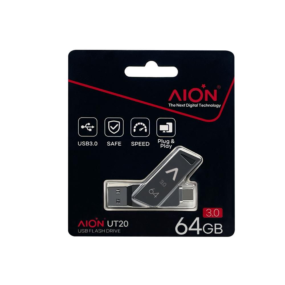 MEMORIA USB UT20 AION 64GB 3.0 METAL NEGRO USB/C 3.0