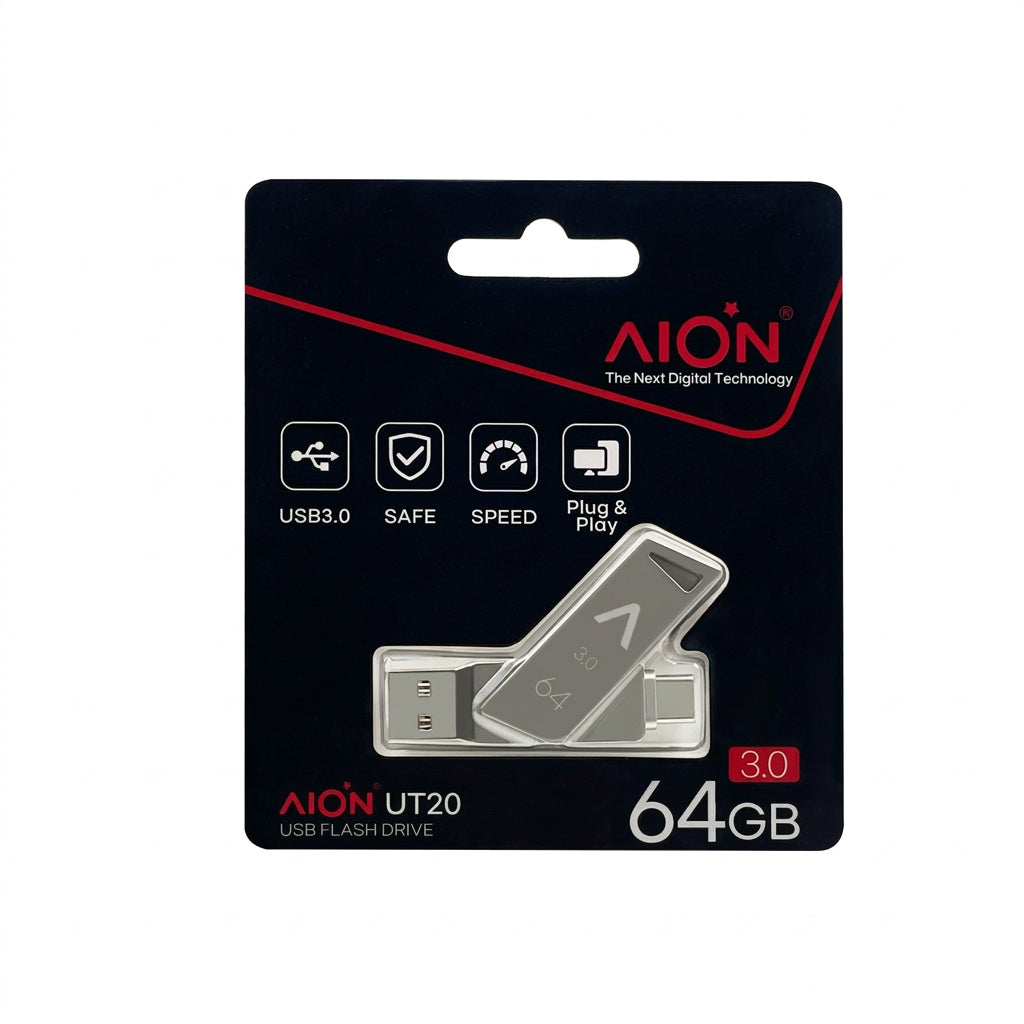 MEMORIA USB UT20 AION 64GB 3.0 METAL PLATA USB/C 3.0