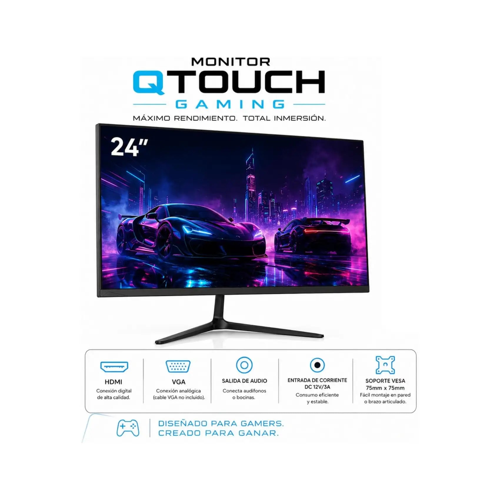 MONITOR Q-TOUCH LED VGA 24" GMQT-2400 HDMI/ VGA