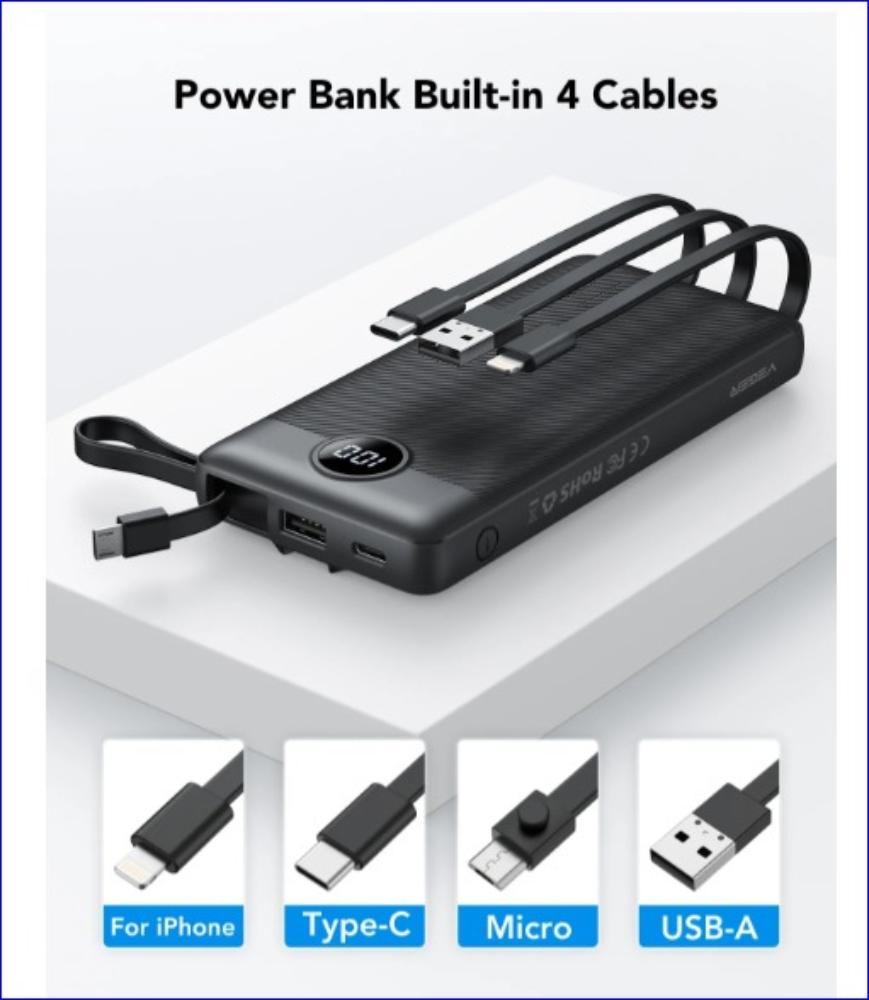 POWER BANK AION VP-1116 10000 mAh 4 CONECTORES