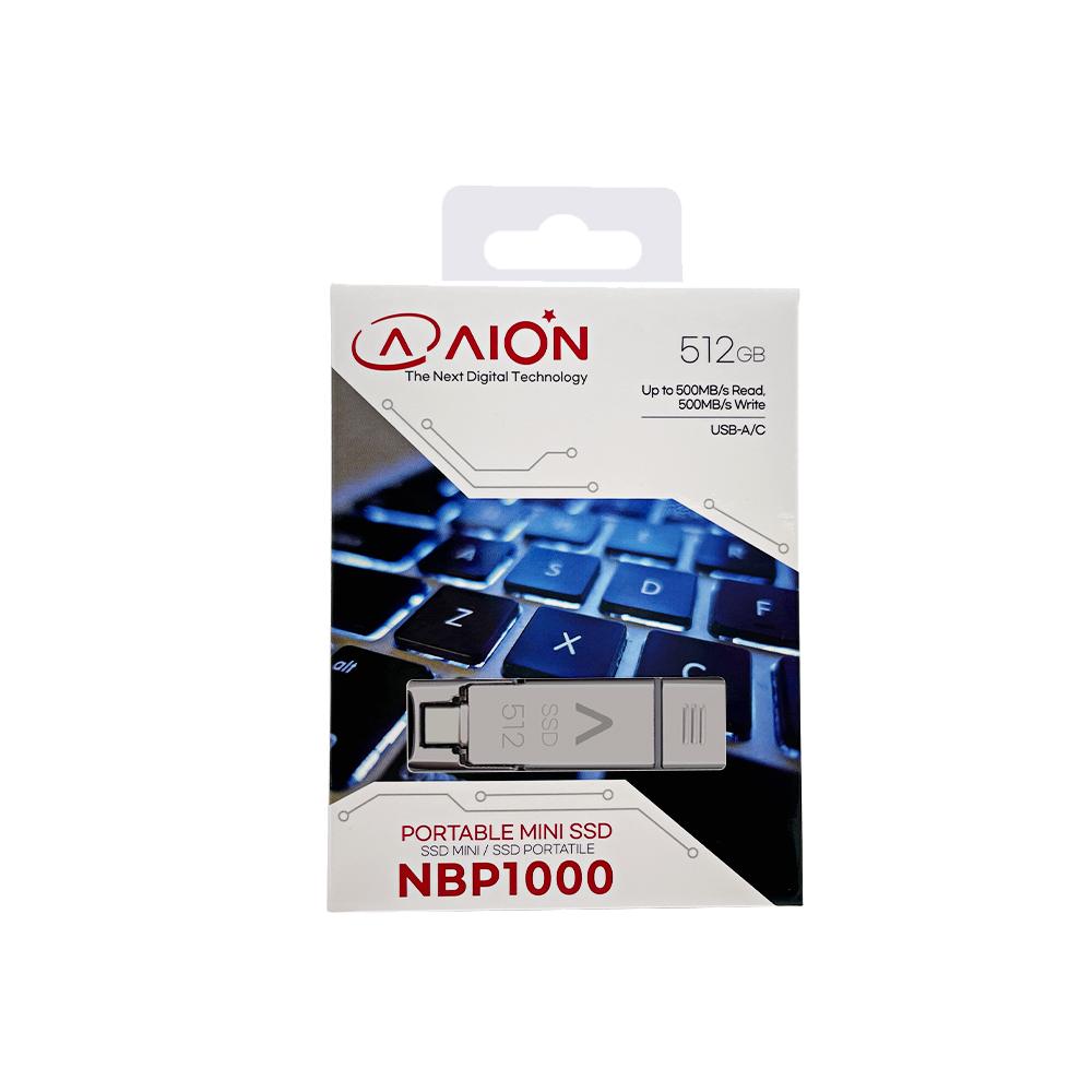 SSD MINI AION NBP1000 512GB USB-C 500MB/S USB 3.0 PLATA